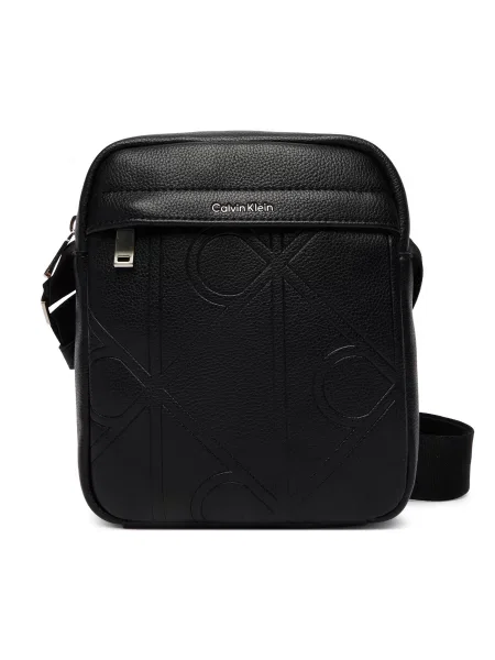 Maža rankinė Calvin Klein Emblem Aop Emboss Reporter juoda