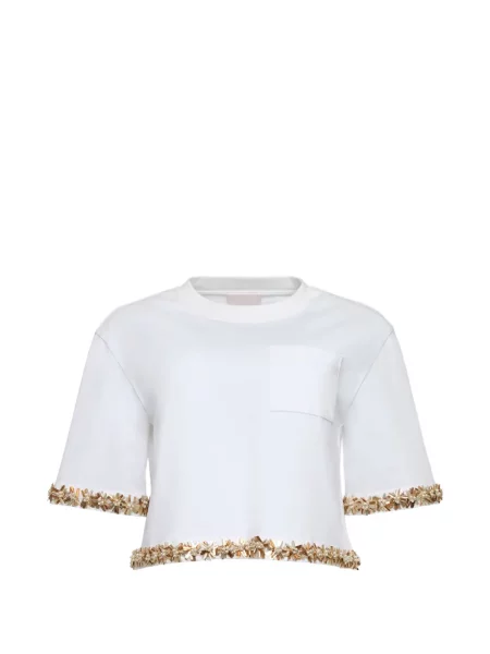 Tricou Cinq A Sept cu model floral alb