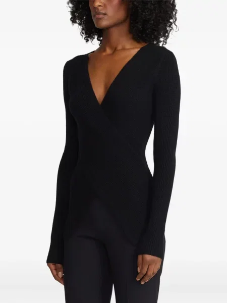 Top Ralph Lauren Collection cu decolteu în V negru
