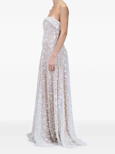 Rochie maxi Genny cu model floral alb