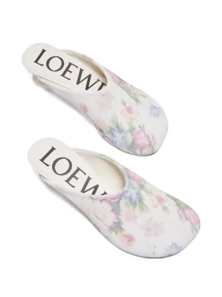 Papuci tip mules Loewe din piele cu model floral cu imagine alb