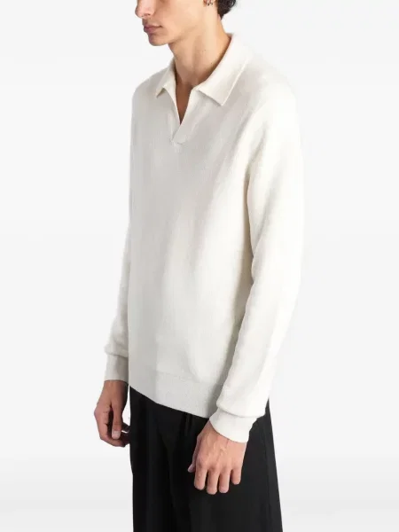 Lung tricou polo Tagliatore tricotate alb