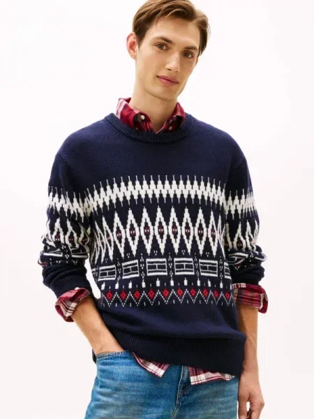 Tommy Hilfiger Pulover Fairisle Bleumarin