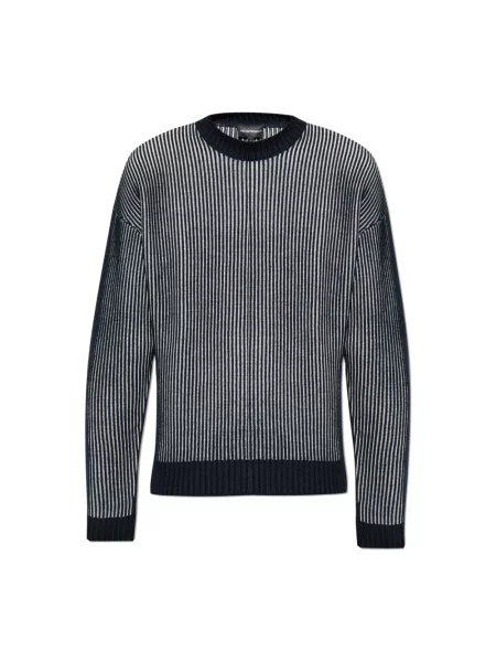 Sweter Emporio Armani w paski z paskiem czarny