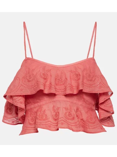 Top Isabel Marant cu volane roz