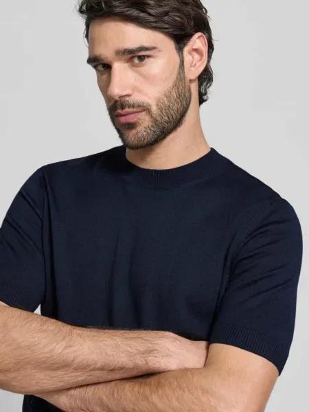 Boss Sweter Z Dzianiny Umauro blau granatowy
