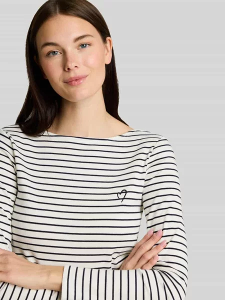 Bluzka z długim rękawem o kroju regular fit z mieszanki bawełny Tom Tailor granatowa