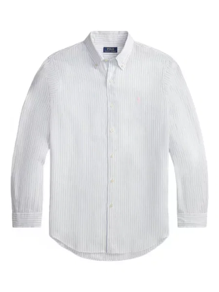 Prugasta lanena šilterica Polo Ralph Lauren bijela