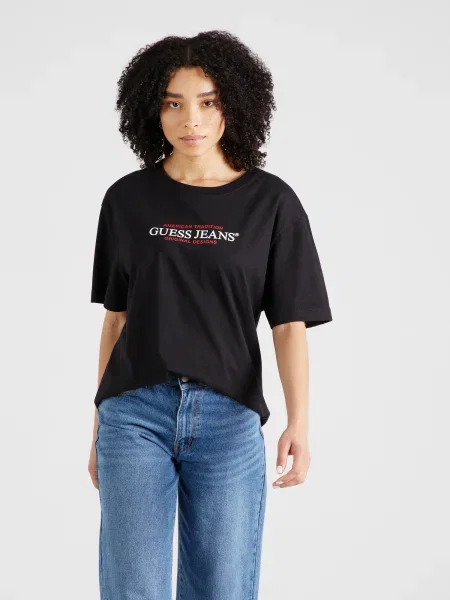 GUESS Tricou roșu / negru alb