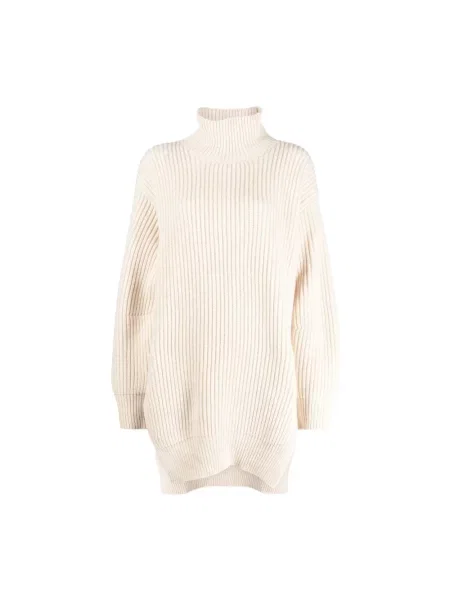 Sweter z golfem Jil Sander wełniany elegancki do golfa beżowy