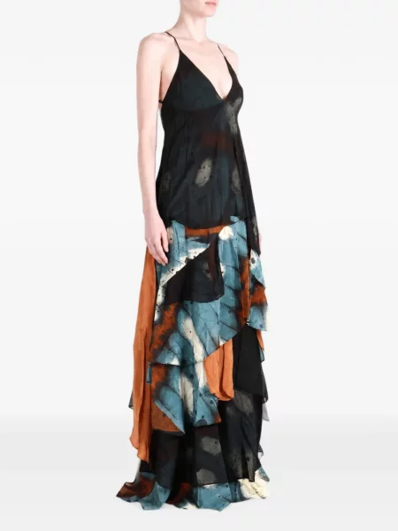 Rochie maxi Yangkehan cu model floral cu imagine negru