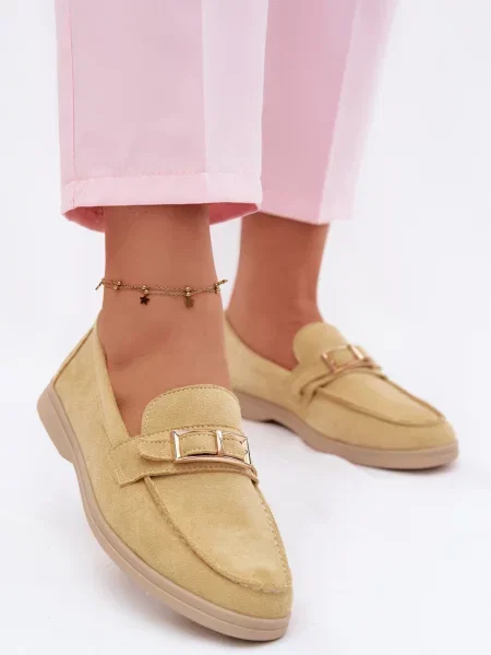 Mocasini Evento cu cataramă galben