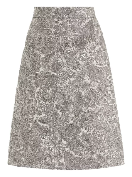 Fustă Dolce & Gabbana cu model floral din jacard argintiu