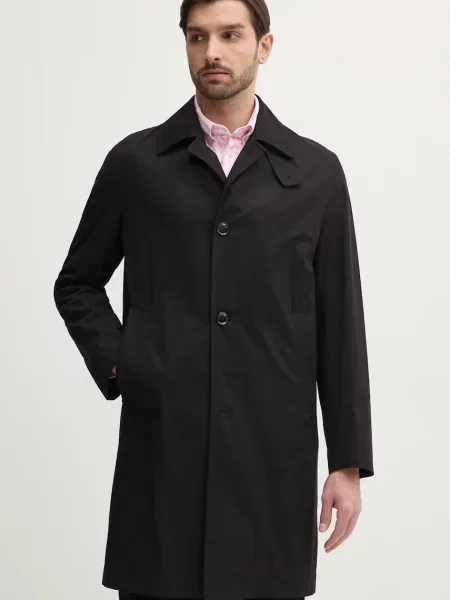 Палто BOSS преходен модел с уголемена кройка черно