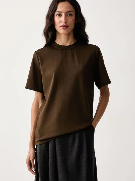 Eleh tricou basic pentru femei cu modal maro