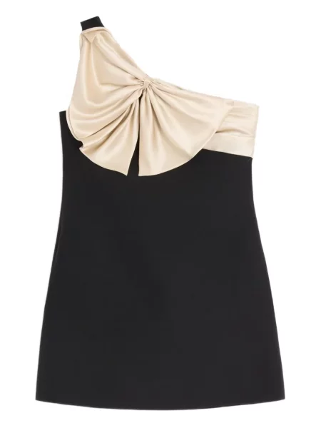 Rochie mini Valentino Garavani cu funde cu un umăr gol de costum negru