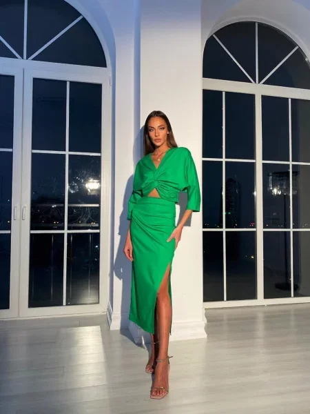 Костюм Milirud топ + спідниця бавовна/поліестер зелений