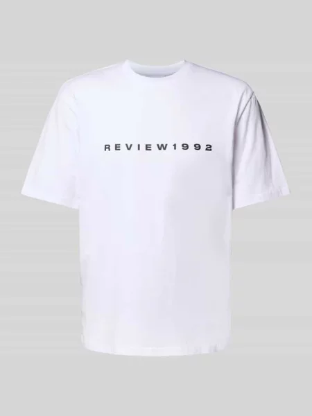 T-shirt z nadrukiem z logo Review biała