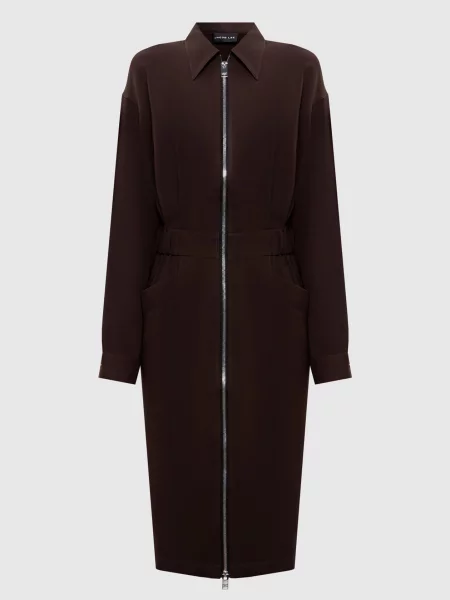 Шелковое платье-рубашка Jacob Lee коричневое