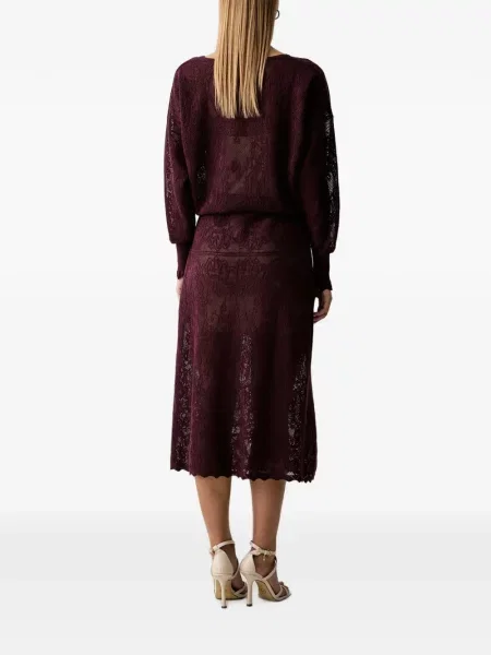 Rochie midi Twinset tricotate cu cordon violet