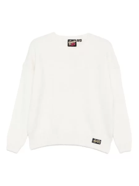Pulover Superdry cu autograf alb