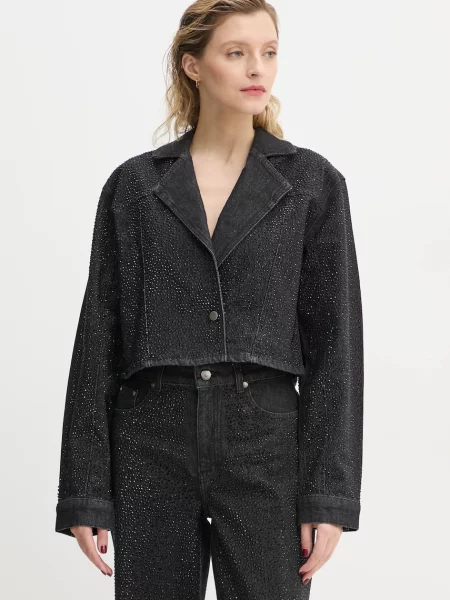 Gestuz geaca jeans femei de tranzitie negru