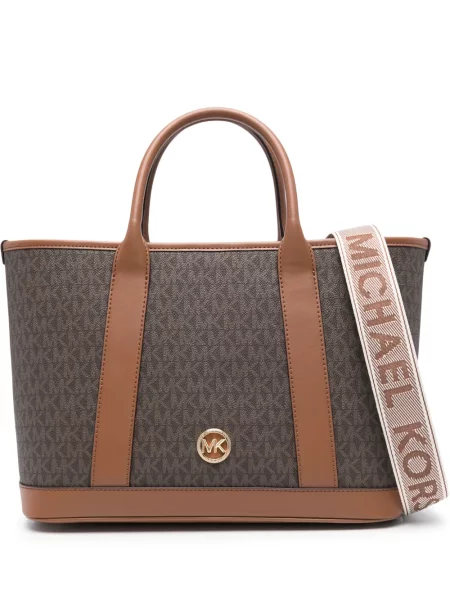 Kožna prugasta kožna torba Michael Michael Kors s kristalima plava