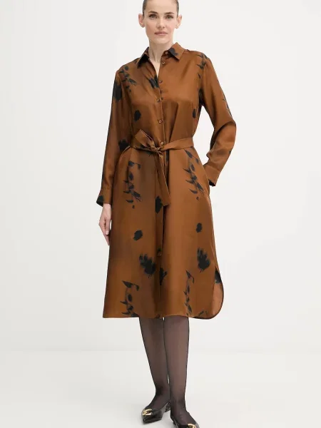 Svilena obleka MM JADI rjava