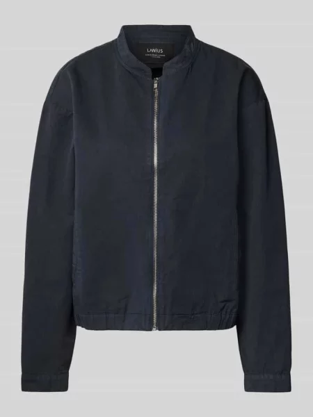 Kurtka z mieszanki bawełny i lnu z zamkiem błyskawicznym Lanius granatowa