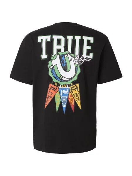 True Religion Póló zöld / narancs / fekete fehér