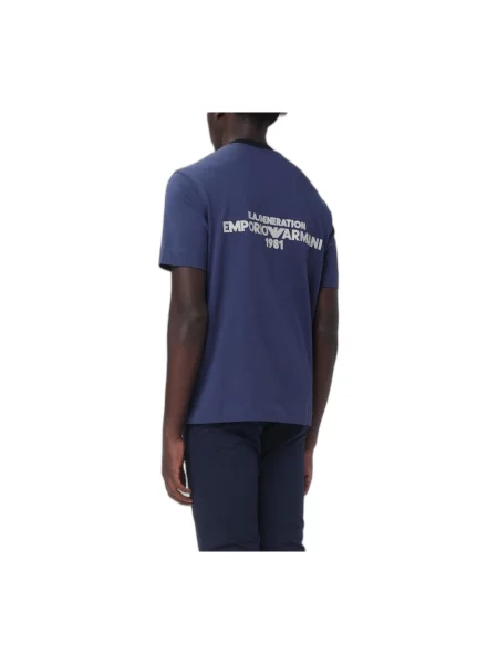 Koszulka Emporio Armani z logo niebieska