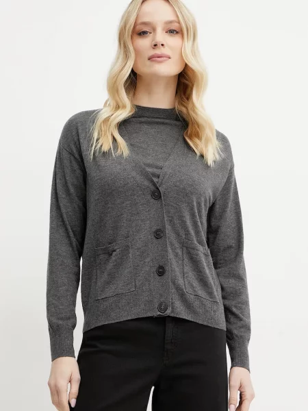 Weekend Max Mara kardigan wełniany lekki szary