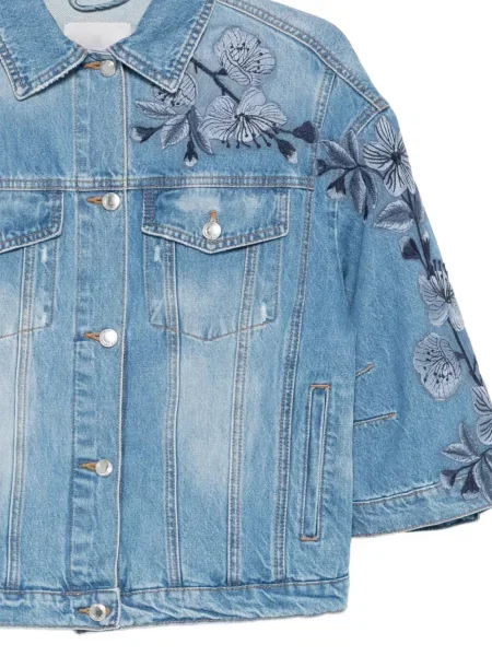 Kurtka jeansowa Ermanno Firenze w kwiatki niebieska