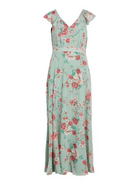 VILA Rochie RILLA verde pastel / rodie roșu