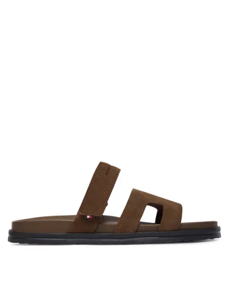 Tommy Hilfiger Šlepetės Adjustable Premium Suede Sandal ruda