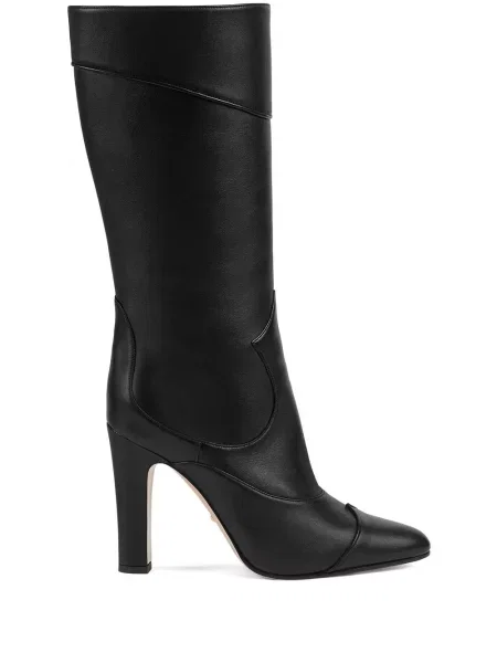 Botine Gucci cu vârf ascuţit cu toc bloc negru