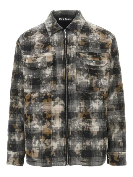 Kostkovaná košile Palm Angels šedá