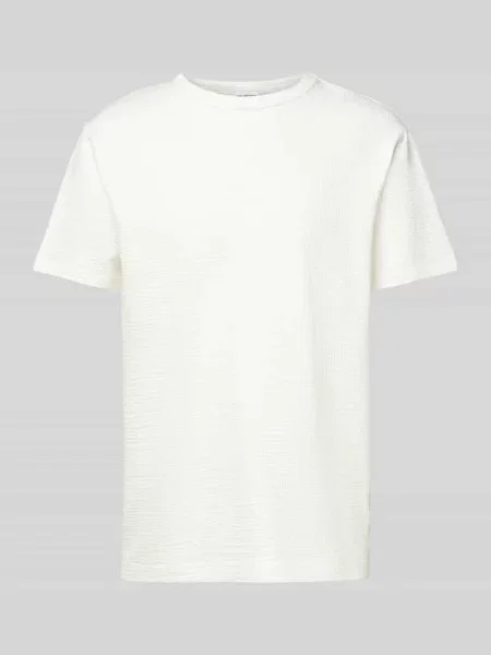 T-shirt z prążkowanym okrągłym dekoltem model ‘SANDER’ Selected Homme biała