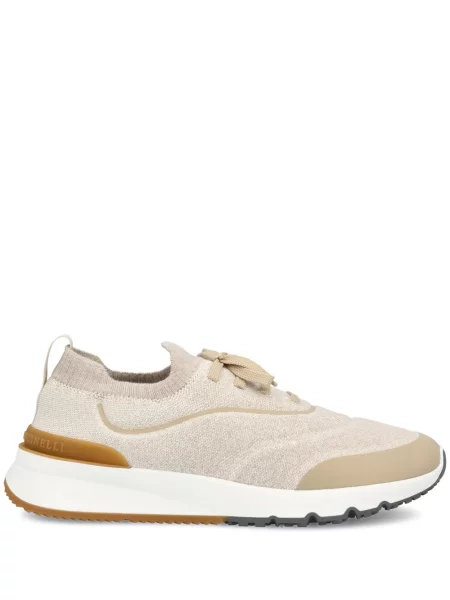 Sneakerși Brunello Cucinelli cu șireturi din dantelă