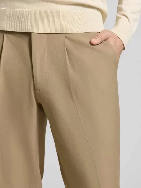 Chinosy o kroju regular fit z dodatkiem Selected Homme beżowe