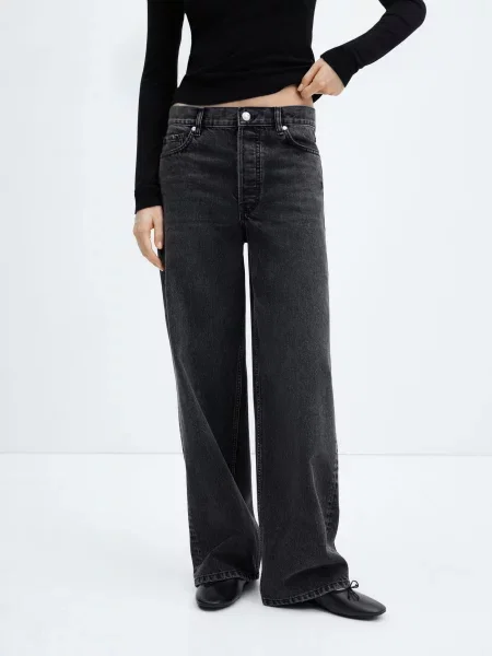 MANGO Широкі джинси Темно-сірий сірі