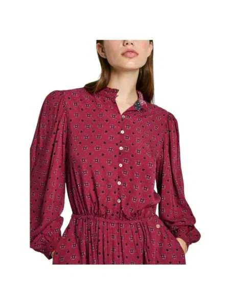 Rochie din denim Pepe Jeans roșu