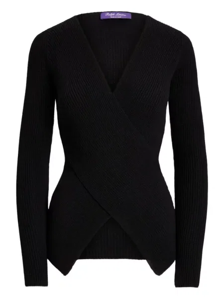 Top Ralph Lauren Collection cu decolteu în V negru