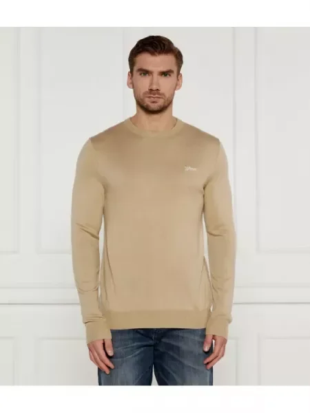 GUESS Pulover DANIEL cu adaos de mătase bej