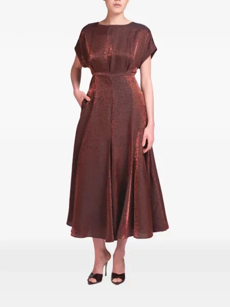 Rochie midi Baruni evazată maro