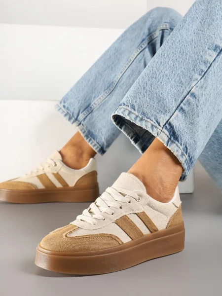 Sneakersy Tenisówki na Kauczukowej Podeszwie Ardisora beżowe