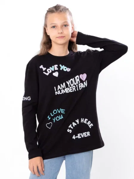 Дитячий Лонгслів Носи своє бавона/спандекс чорний