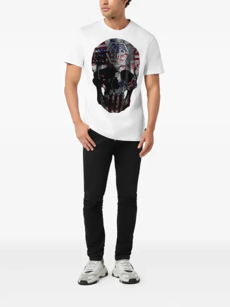 Tricou Philipp Plein cu imagine alb