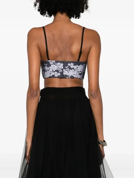 Top Quetsche din dantelă negru