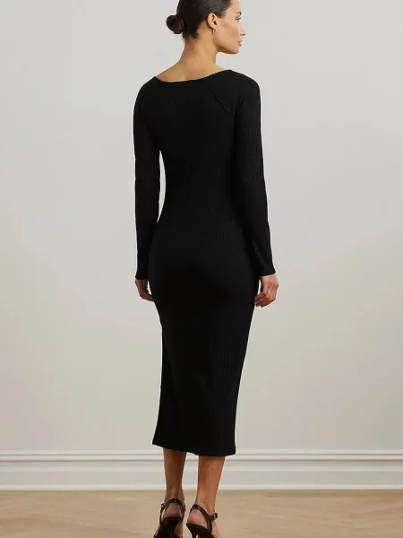 Lauren Ralph Lauren sukienka midi dopasowana czarny